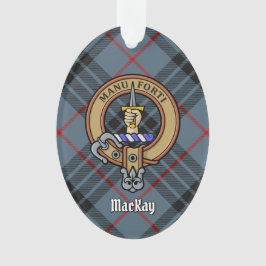 Clan MacKay Crest over Blue Tartan Ornament