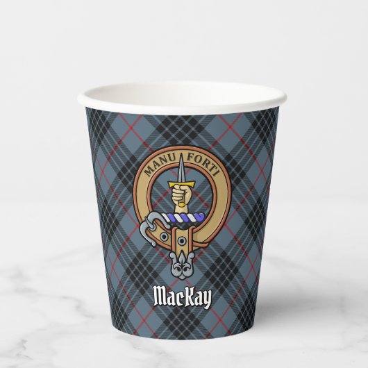 Clan MacKay Crest over Blue Tartan Papieren Bekers (Voorkant)