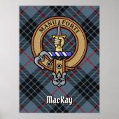 Clan MacKay Crest over Blue Tartan Poster (Voorkant)