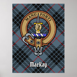 Clan MacKay Crest over Blue Tartan Poster