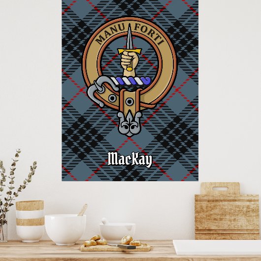 Clan MacKay Crest over Blue Tartan Poster (Keuken)