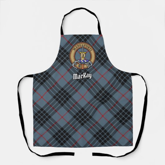 Clan MacKay Crest over Blue Tartan Schort (Voorkant)