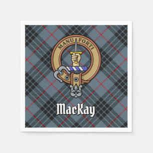 Clan MacKay Crest over Blue Tartan Servet