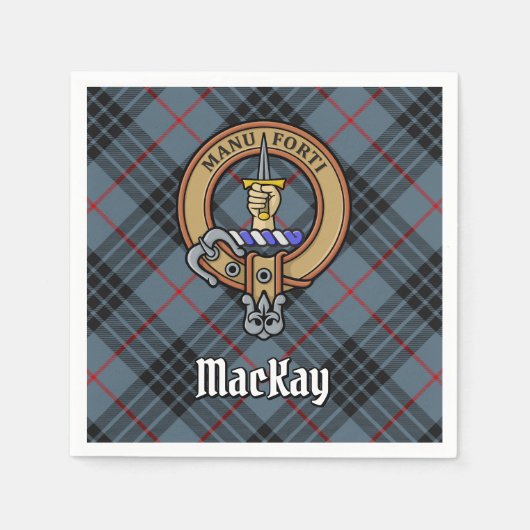 Clan MacKay Crest over Blue Tartan Servet (Voorkant)