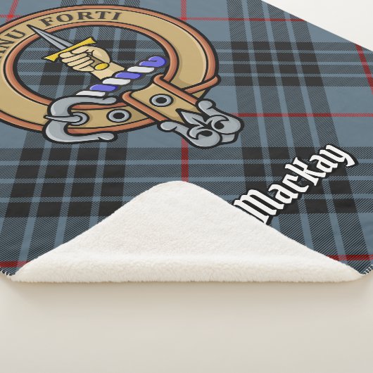 Clan MacKay Crest over Blue Tartan Sherpa Deken (3/4)