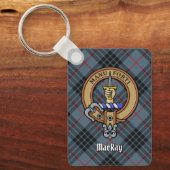 Clan MacKay Crest over Blue Tartan Sleutelhanger (Voorkant)