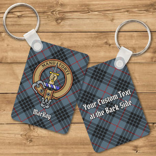 Clan MacKay Crest over Blue Tartan Sleutelhanger