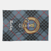 Clan MacKay Crest over Blue Tartan Theedoek (Horizontaal)