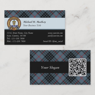 Clan MacKay Crest over Blue Tartan Visitekaartje