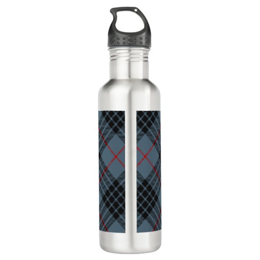 Clan MacKay Crest over Blue Tartan Waterfles (Achterkant)