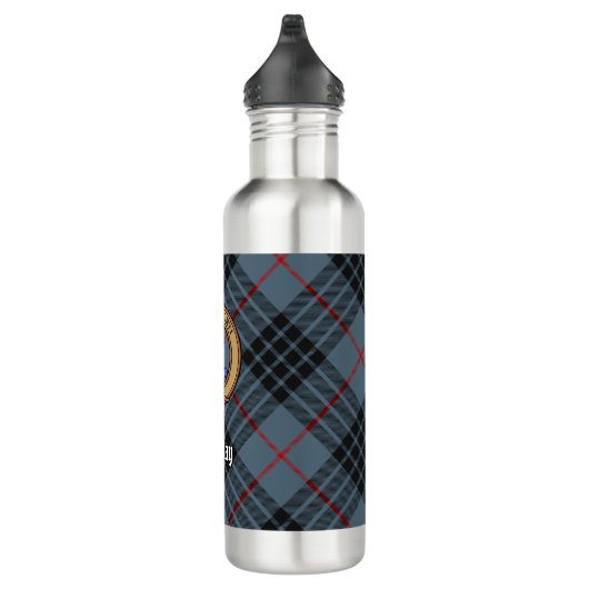Clan MacKay Crest over Blue Tartan Waterfles (Rechts)
