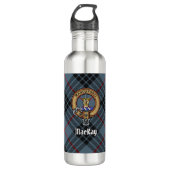 Clan MacKay Crest over Blue Tartan Waterfles (Voorkant)