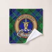 Clan MacKay Crest over Tartan Bad Handdoek (Wasdoekje)