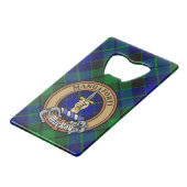Clan MacKay Crest over Tartan Creditkaart Flessenopener (Voorkant Gekanteld)