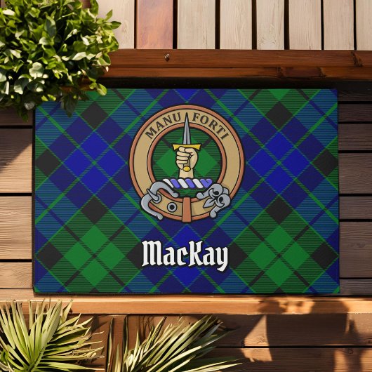 Clan MacKay Crest over Tartan Deurmat
