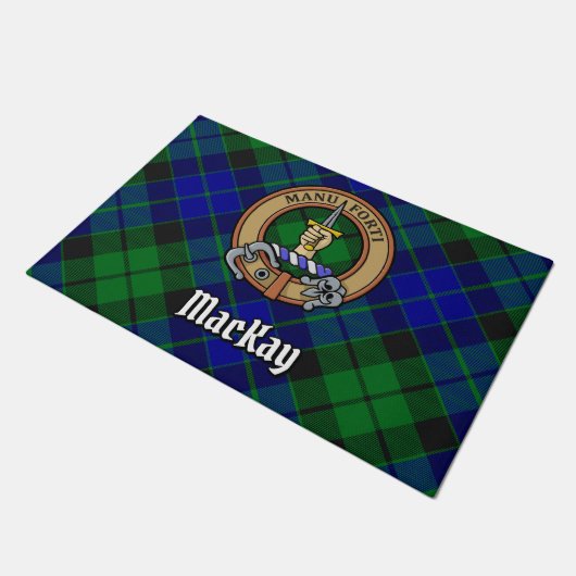 Clan MacKay Crest over Tartan Deurmat (Schuin)