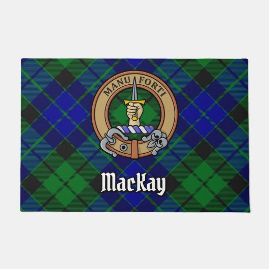 Clan MacKay Crest over Tartan Deurmat (Voorkant)
