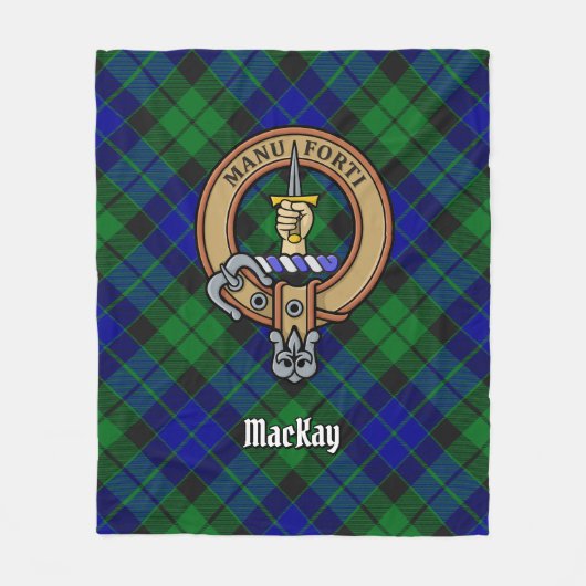 Clan MacKay Crest over Tartan Fleece Deken (Voorkant)