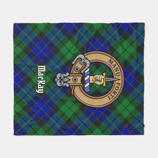 Clan MacKay Crest over Tartan Fleece Deken (Voorkant (Horizontaal))