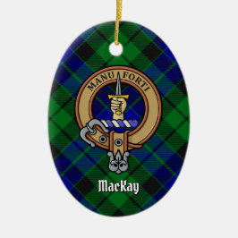 Clan MacKay Crest over Tartan Keramisch Ornament