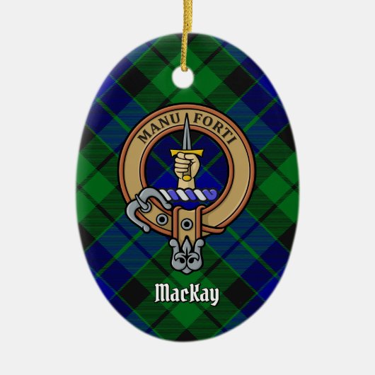 Clan MacKay Crest over Tartan Keramisch Ornament (Voorkant)
