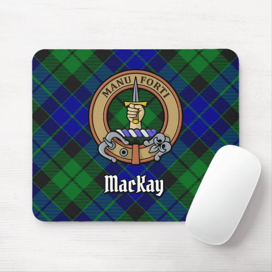 Clan MacKay Crest over Tartan Muismat (Met muis)