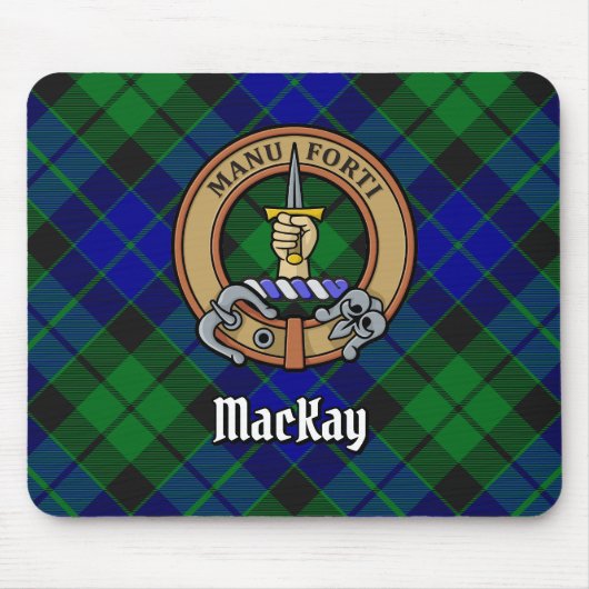 Clan MacKay Crest over Tartan Muismat (Voorkant)