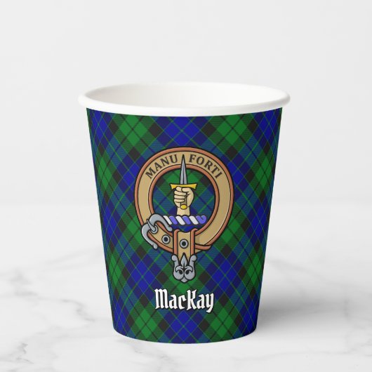 Clan MacKay Crest over Tartan Papieren Bekers (Voorkant)