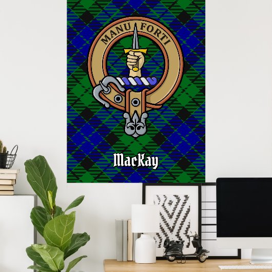 Clan MacKay Crest over Tartan Poster (Thuiskantoor)