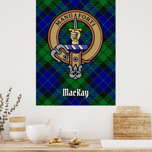 Clan MacKay Crest over Tartan Poster (Keuken)