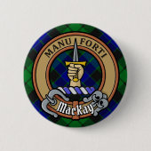 Clan MacKay Crest over Tartan Ronde Button 5,7 Cm (Voorkant)