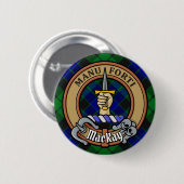 Clan MacKay Crest over Tartan Ronde Button 5,7 Cm (Voorkant /achterkant)