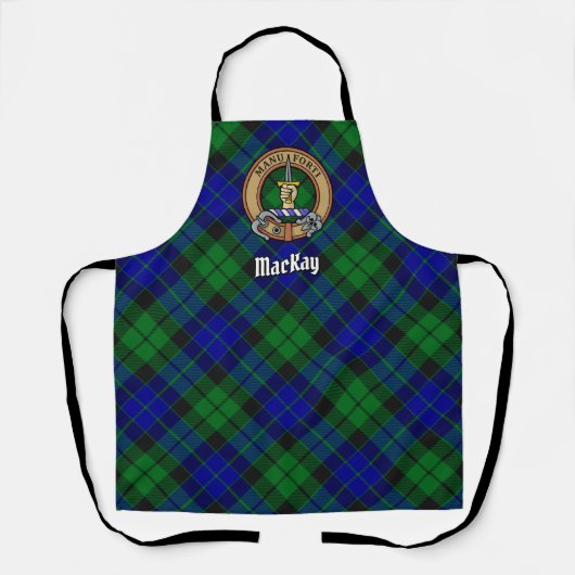 Clan MacKay Crest over Tartan Schort (Voorkant)
