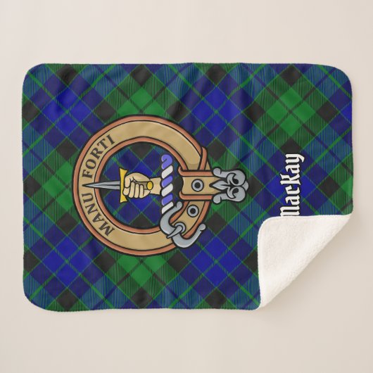 Clan MacKay Crest over Tartan Sherpa Deken (Voorkant (horizontaal))