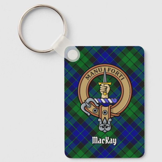 Clan MacKay Crest over Tartan Sleutelhanger (Voorkant)