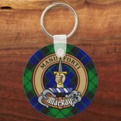 Clan MacKay Crest over Tartan Sleutelhanger (Voorkant)