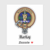 Clan MacKay Crest over Tartan Sticker (Vel)