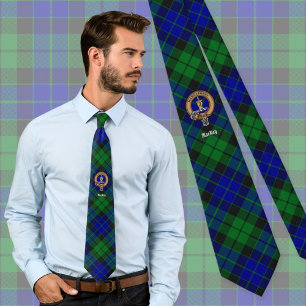 Clan MacKay Crest over Tartan Stropdas