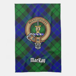 Clan MacKay Crest over Tartan Theedoek