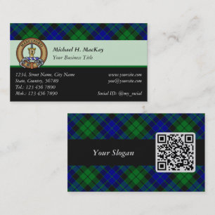 Clan MacKay Crest over Tartan Visitekaartje