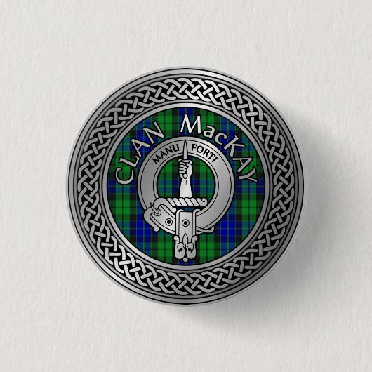 Clan MacKay Crest & Tartan Knot Button (Voorkant)