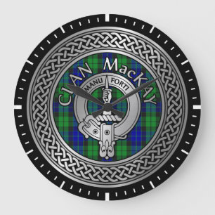 Clan MacKay Crest & Tartan Knot Large Clock Grote Klok