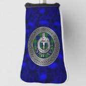 Clan MacKay Crest & Tartan Knot op Thistle Golfheadcover (Draai 90)
