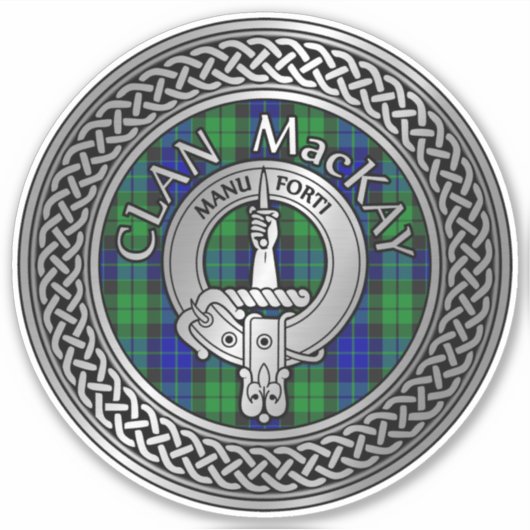 Clan MacKay Crest & Tartan Knot Sticker (Voorkant)