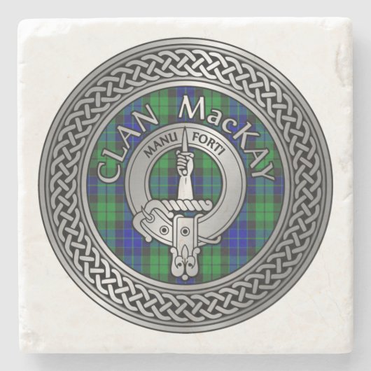 Clan MacKay Crest & Tartan Knot Stone Onderzetter (Voorkant)