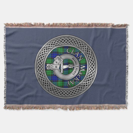 Clan MacKay Crest & Tartan Knot Throw Blanket Deken (Voorkant)