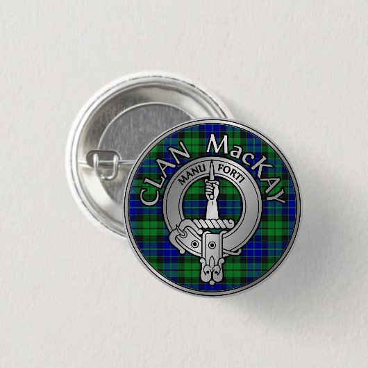 Clan MacKay Crest & Tartan Ronde Button 3,2 Cm (Voorkant /achterkant)