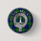 Clan MacKay Crest & Tartan Ronde Button 3,2 Cm (Voorkant)