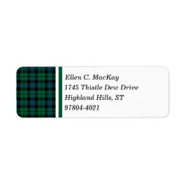 Clan MacKay Groen en Blauw Schots Tartan Etiket