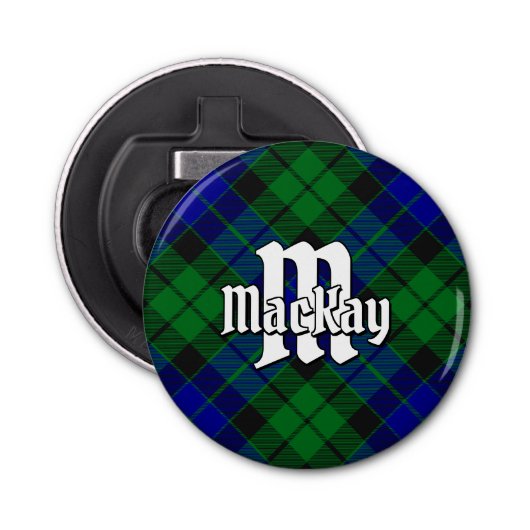 Clan MacKay Tartan Button Flesopener (Voorkant)